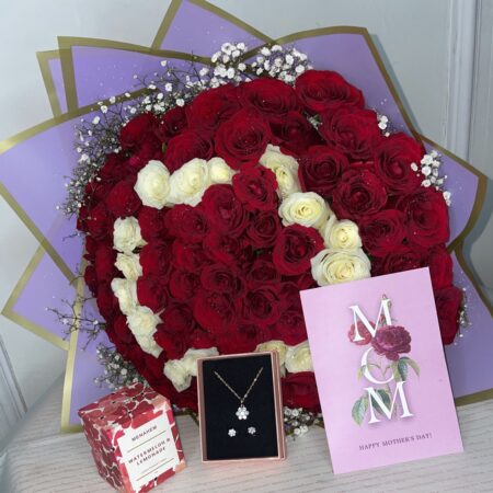 Mother’s Day Scented Package ( Rose bouquet, card scented candle and jewelry)